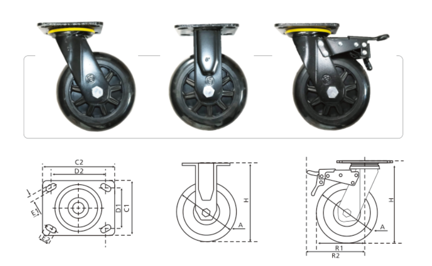 D14系列、重型塑芯聚氨酯轮