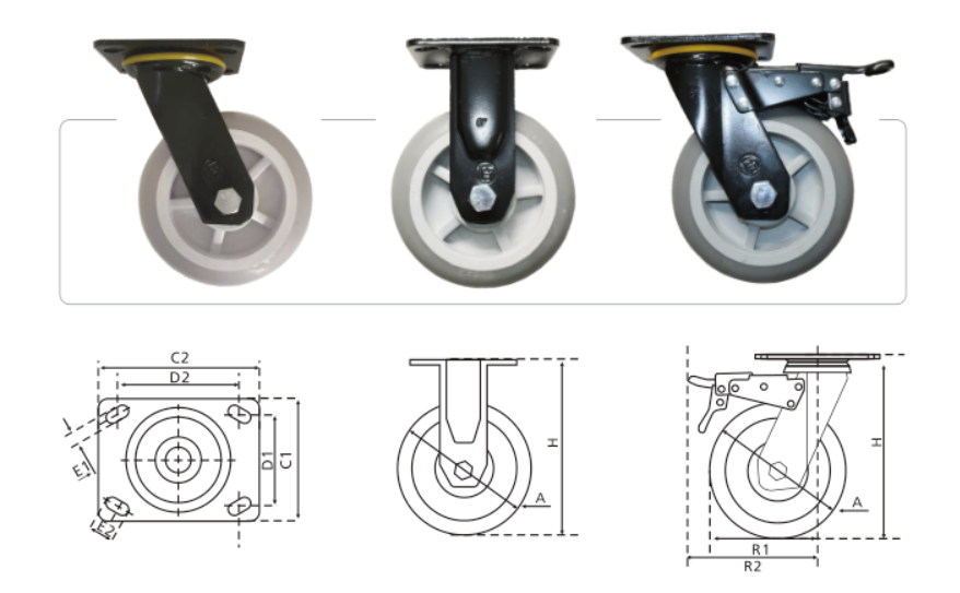 D15系列、重型塑芯橡胶轮